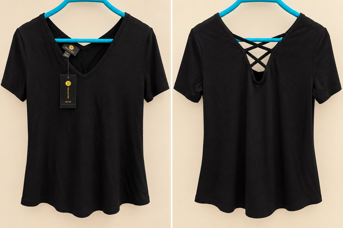 JM Collection Petite Crisscross-Back Top – P/P – NEW WITH TAGS