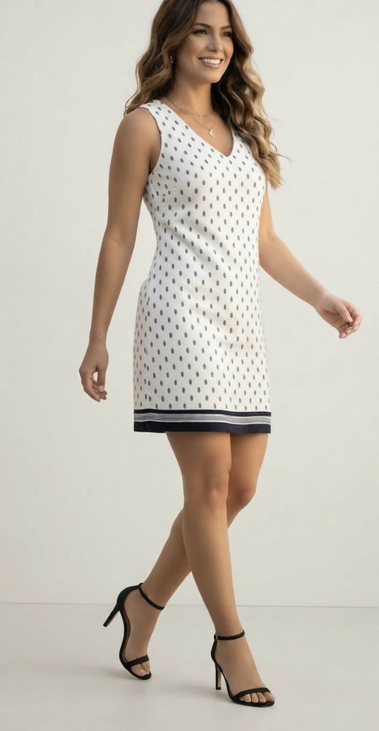 Ann Taylor Petite Printed V-Neck Shift Dress