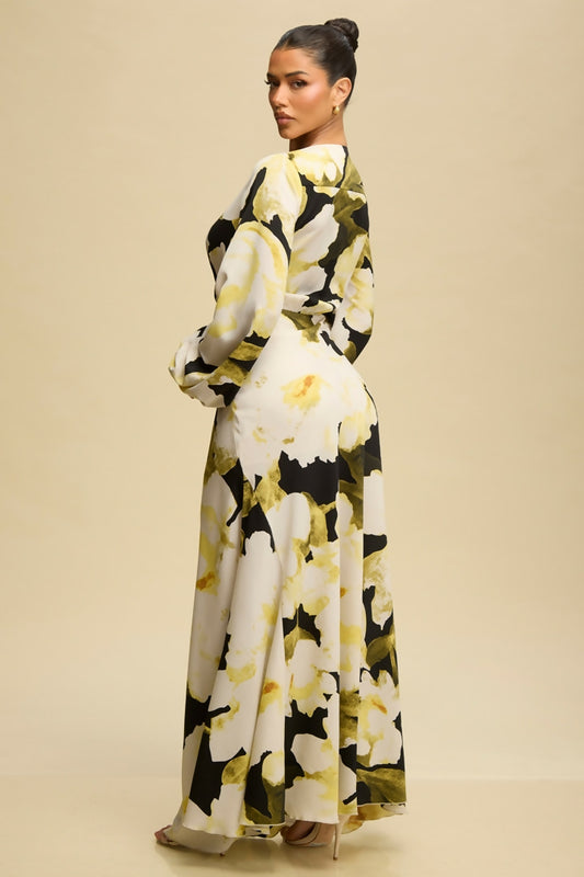 Floral Deep V Maxi Dress