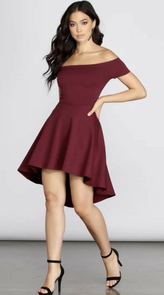 Burgundy Skater Dress
