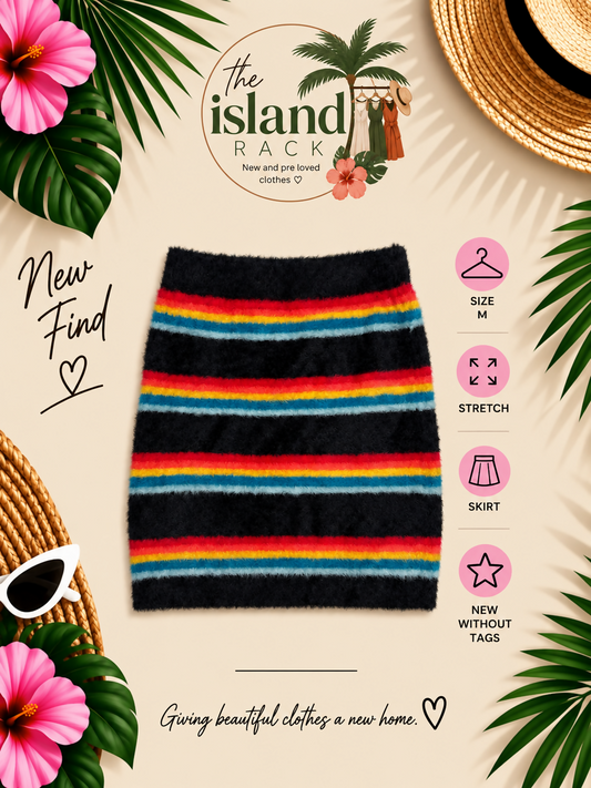 Forever 21 Rainbow Shaggy Knit Mini Skirt