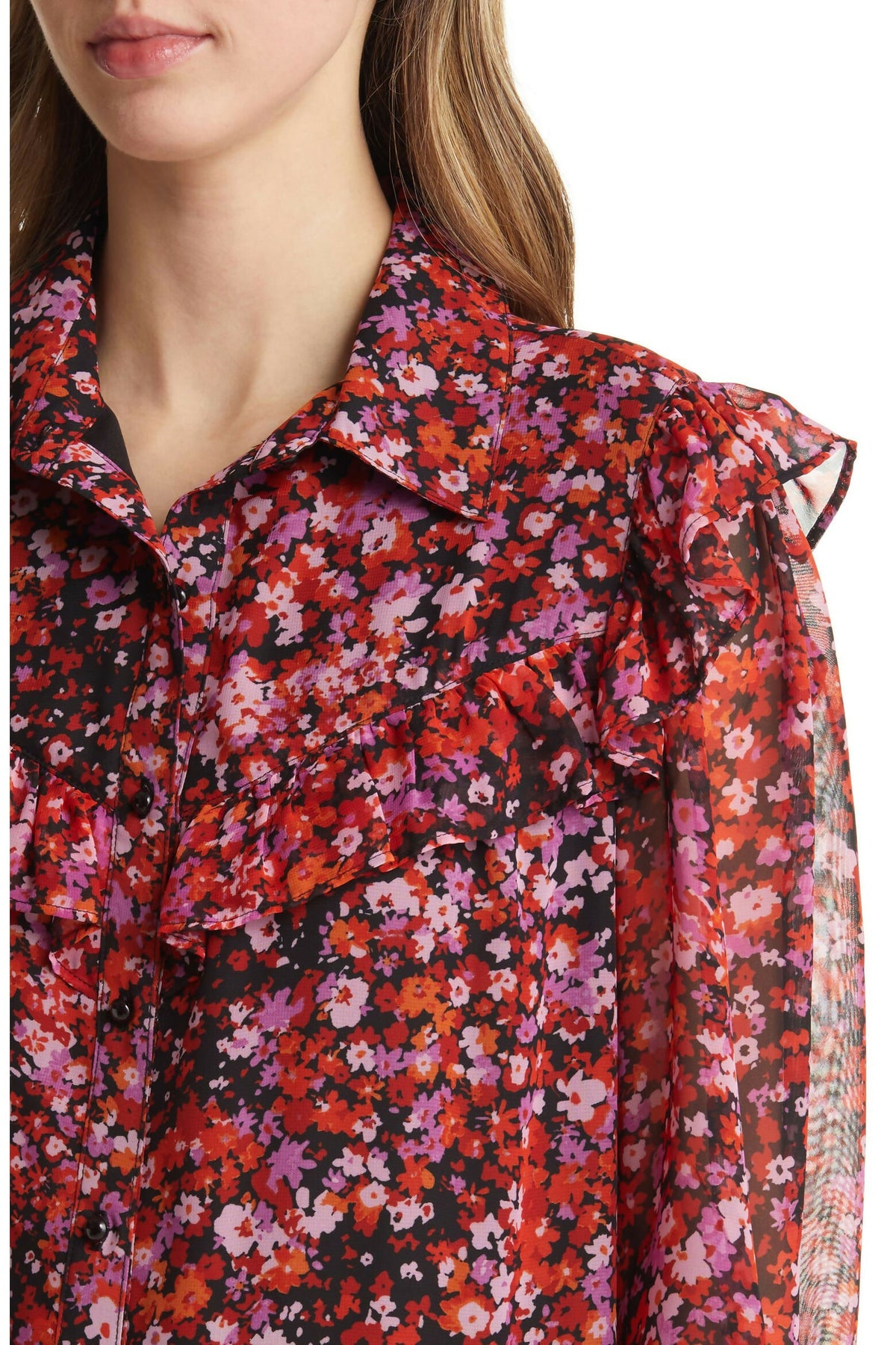 ADRIANNA PAPELL Floral Chiffon Dress