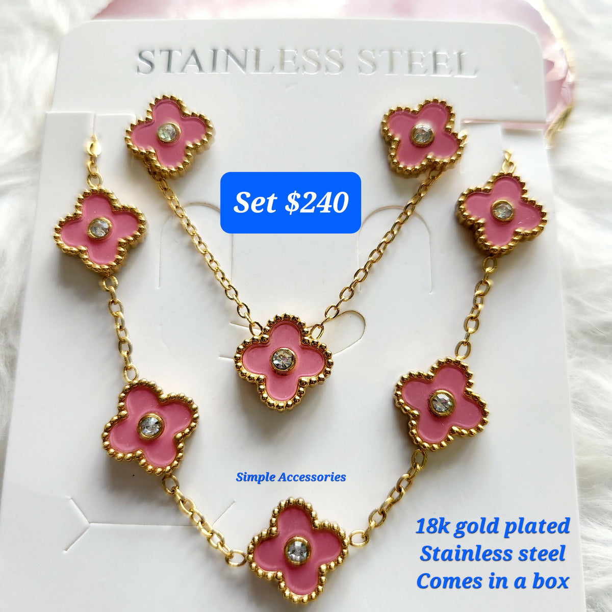 18k gold plated/ stainless steel Clover sets
