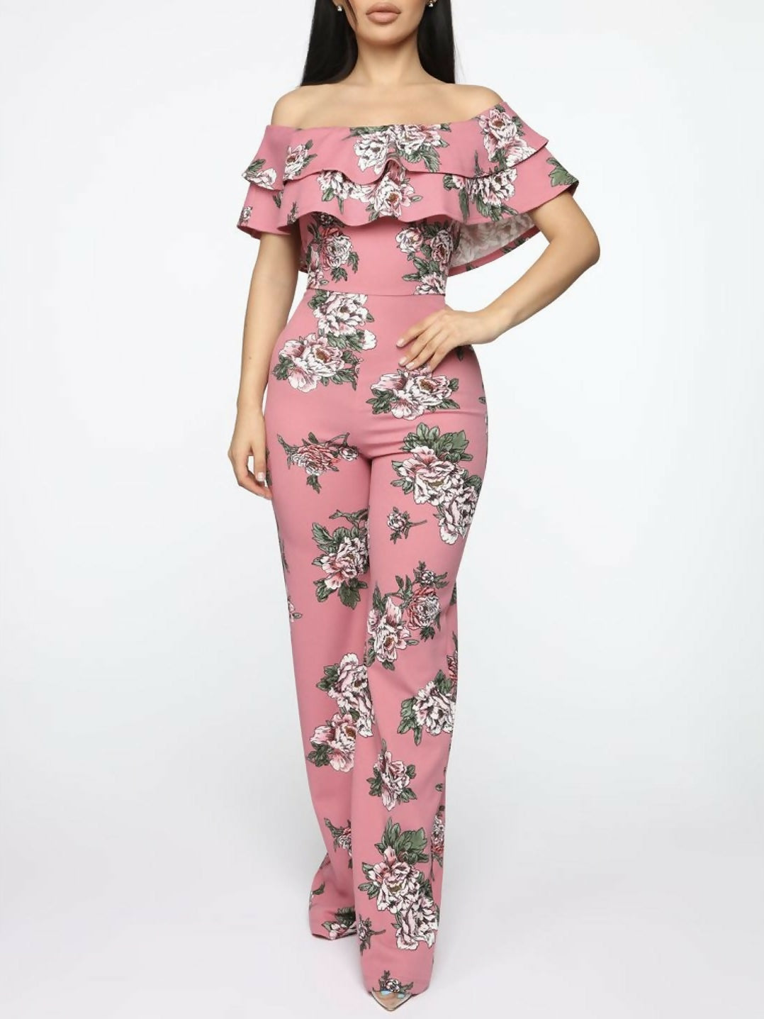 (NEW) Fashion Nova Floral Off-Shoulder Jumpsuit