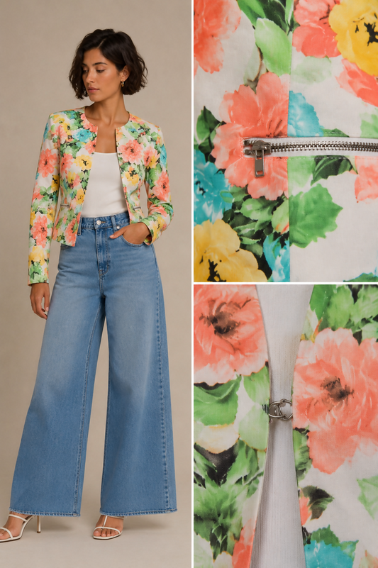 Floral Frontal Clasp Jacket