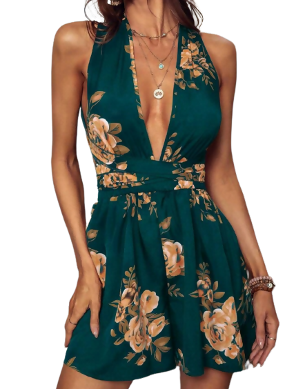 Tie Back Halter Romper
