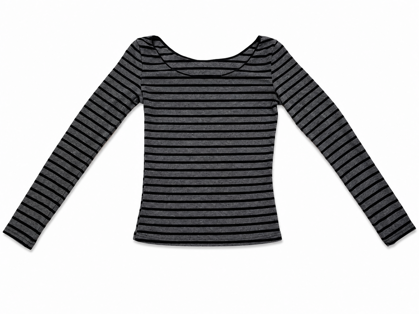 Black and Grey Stripped Long Sleeve Shirt