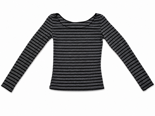 Black and Grey Stripped Long Sleeve Shirt