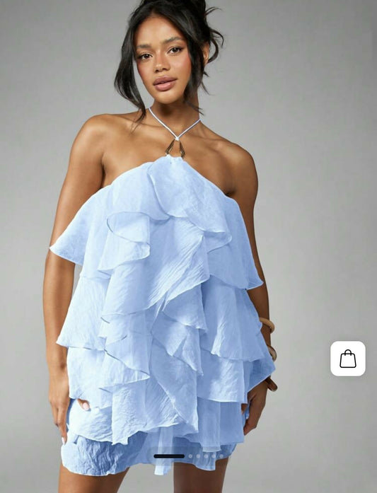 Blue Missguided Ruffle Mini Dress