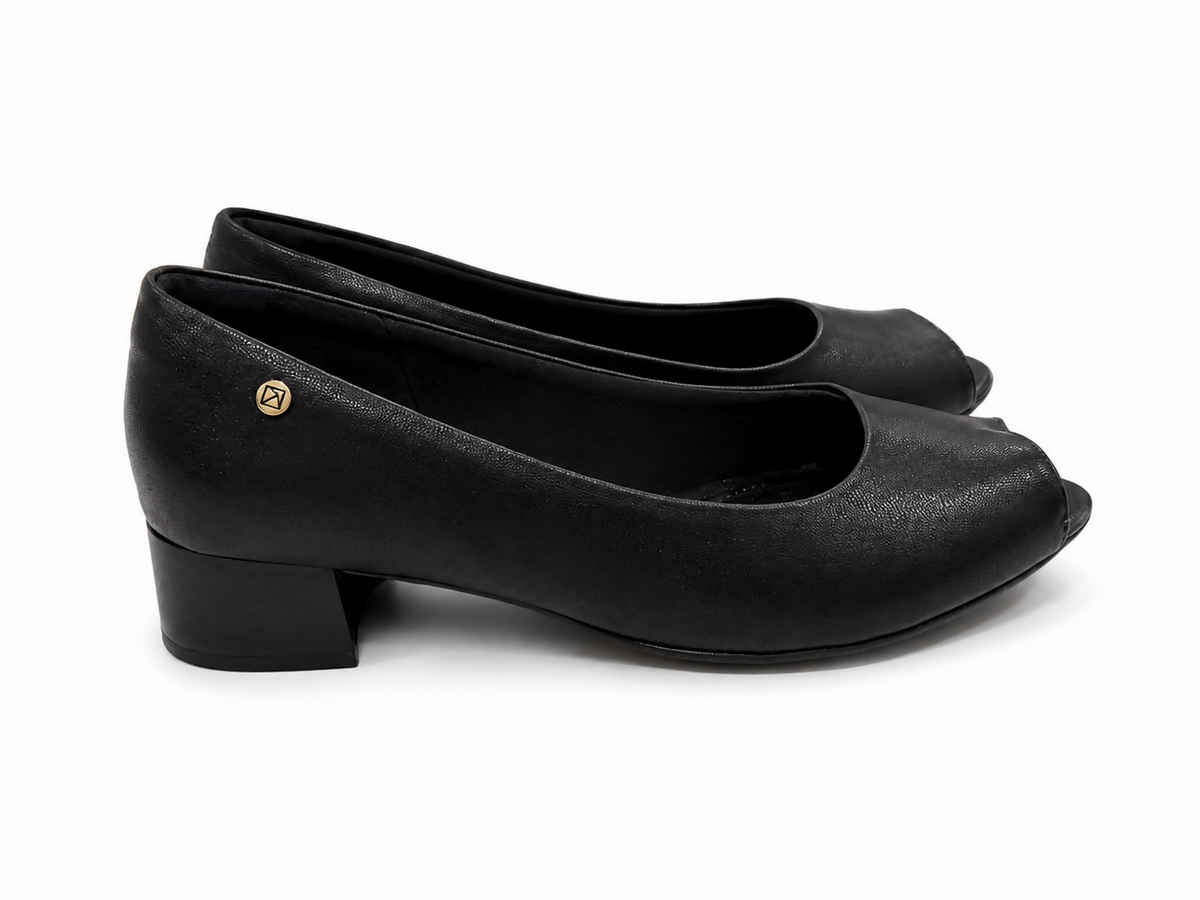 Picadilly Black Peep Toe Block Heel