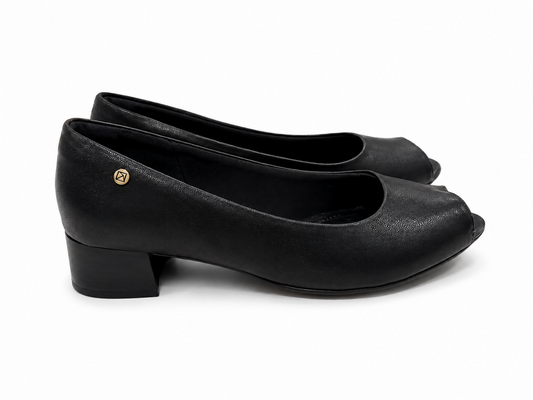 Picadilly Black Peep Toe Block Heel
