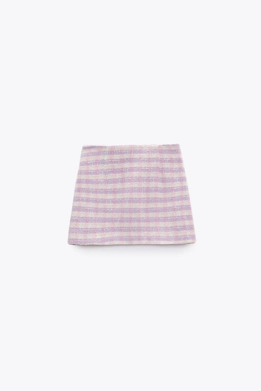 ZARA TEXTURED CORSET TOP AND GINGHAM CHECK MINI SKIRT