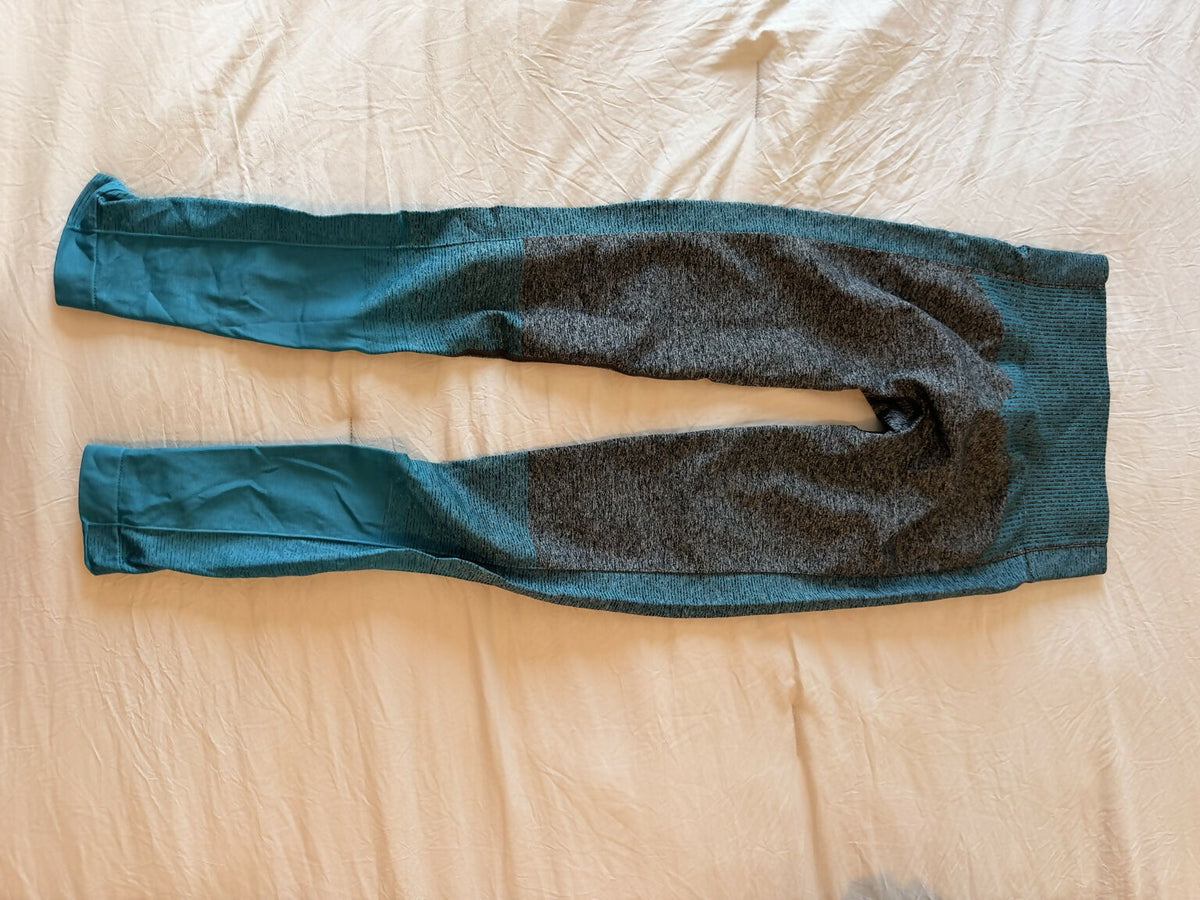 Gymshark Amplify Seamless Leggings - Black Marl/Deep Teal