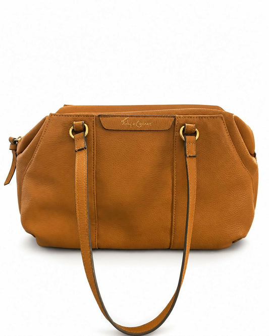 Foley + Corinna Cognac Pebbled Shoulder Tote / Satchel | Gold-Tone Hardware