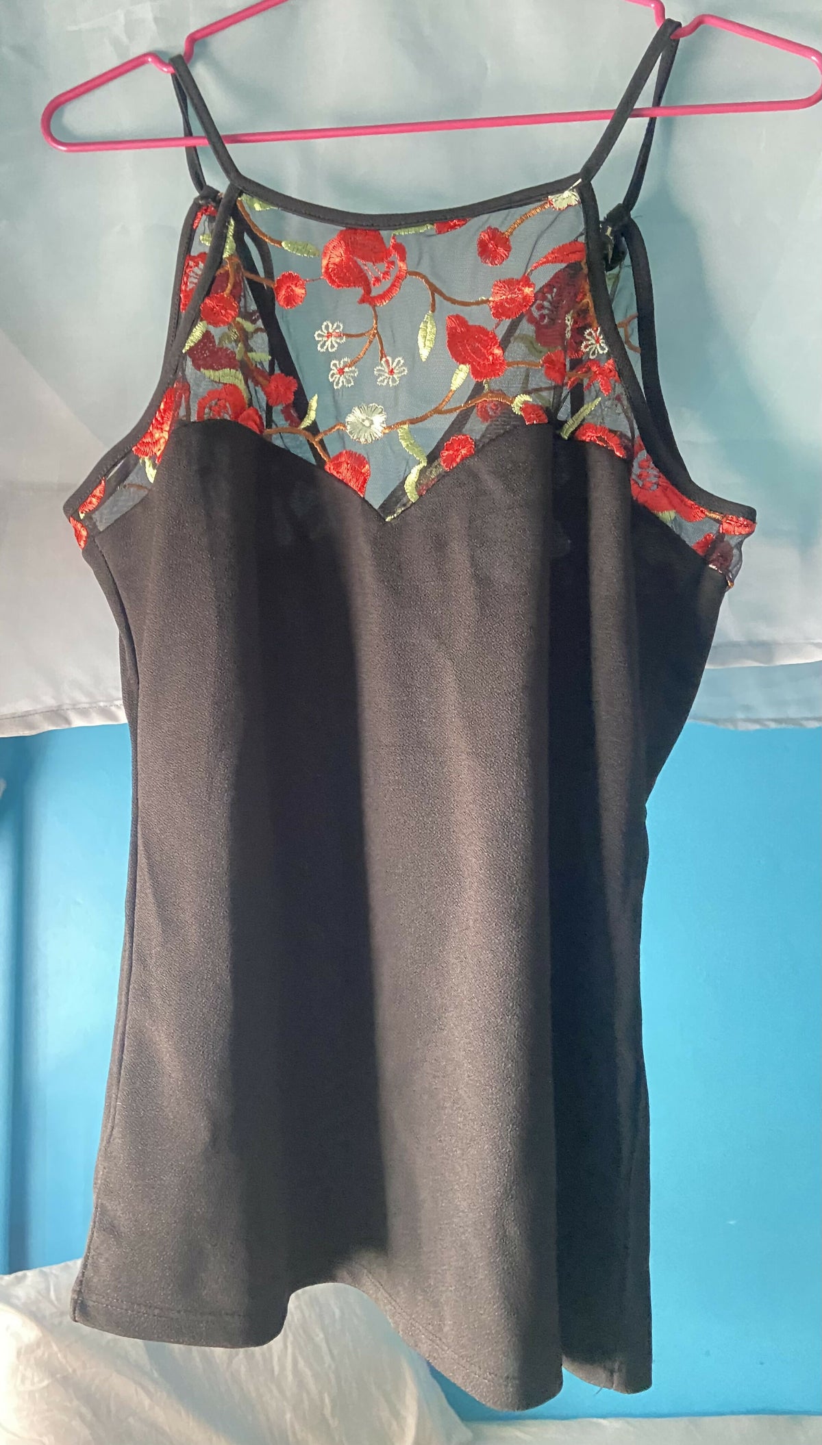 Black - Red Floral Date Night Blouse
