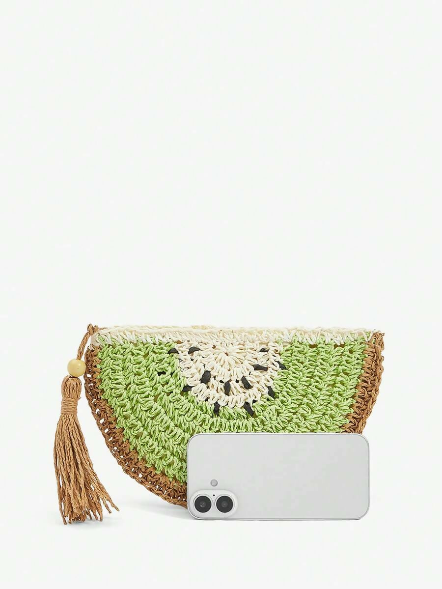 Women Clutch, Crochet Design Bag, Versatile, Kiwi Shape