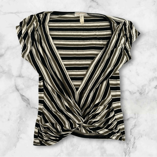 Striped Twist-Front Surplice Top