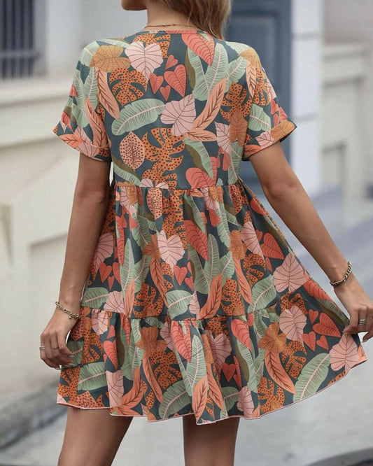 FLORAL MULTI COLORED FLOWY DRESS