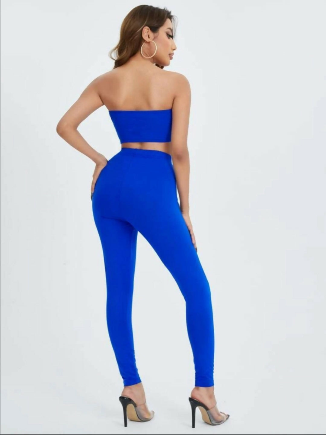 Electric Blue Two Piece Tube and Leggings Set