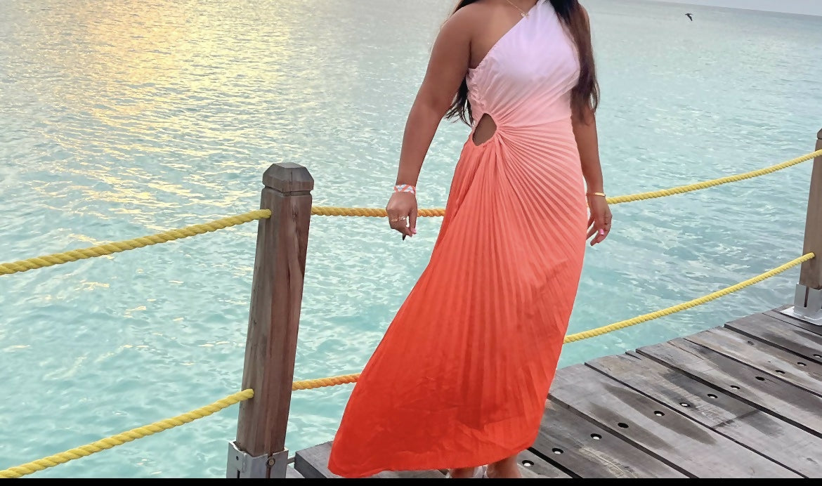 Ombré asymmetrical cutout dress