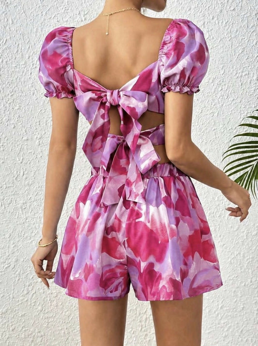 Puff Sleeve Top and Shorts Set