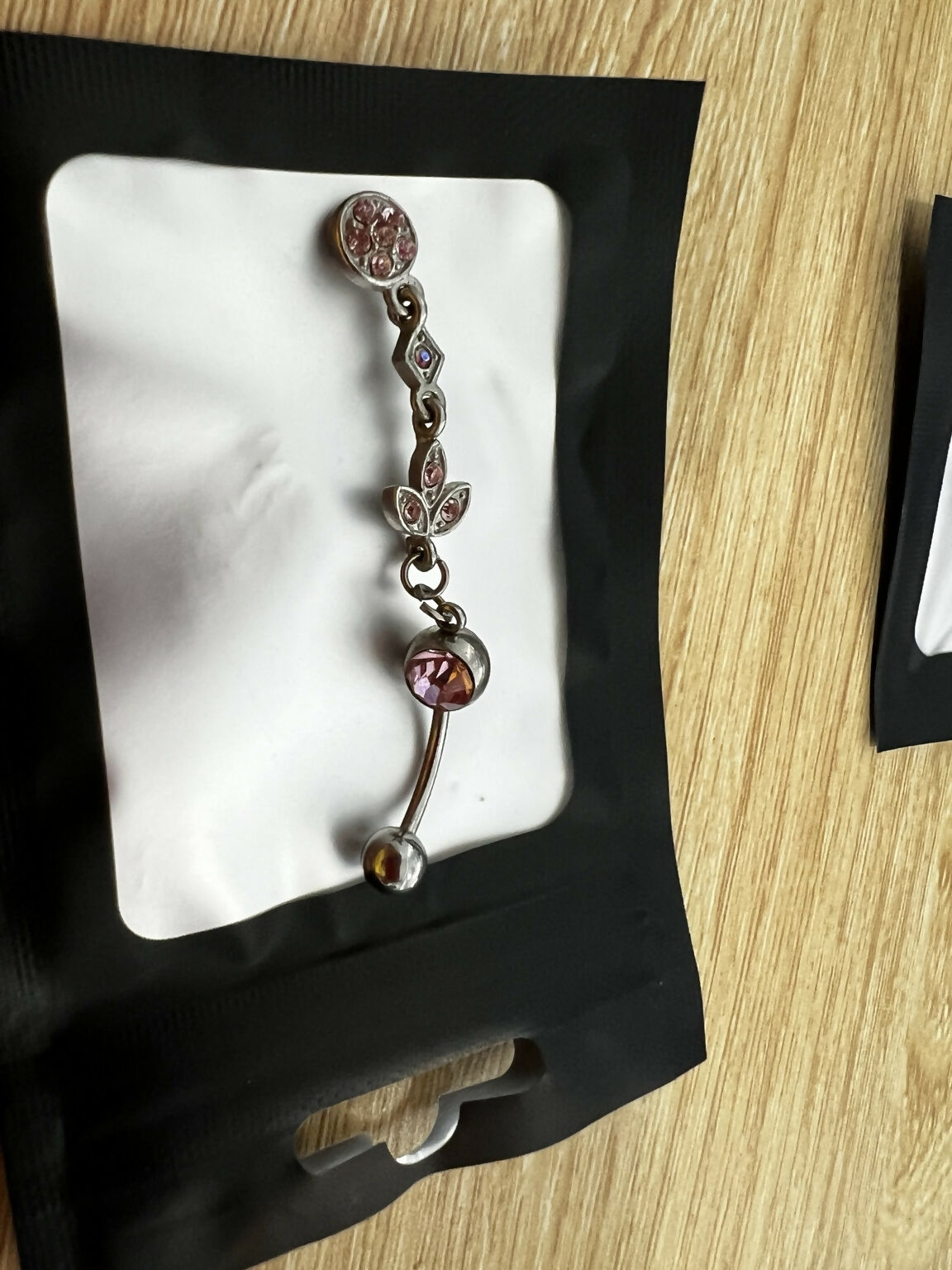 Pink Petal Dangle Belly Ring