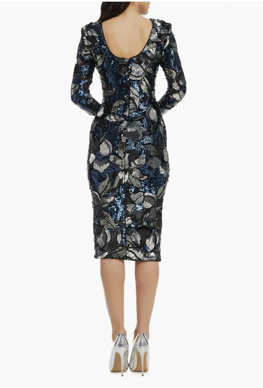 DRESS THE POPULATION NATALIE MIDI DRESS