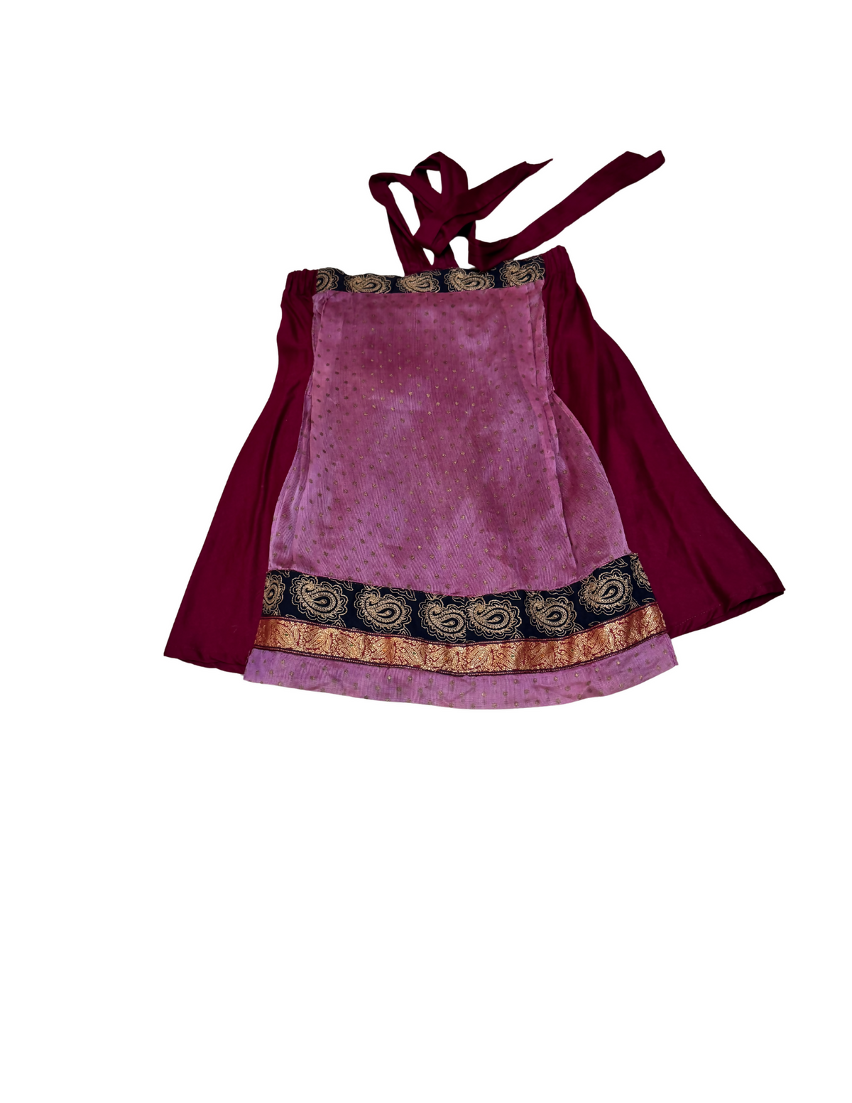 Meiling Burgundy & Orchid Sari-Inspired Halter Dress