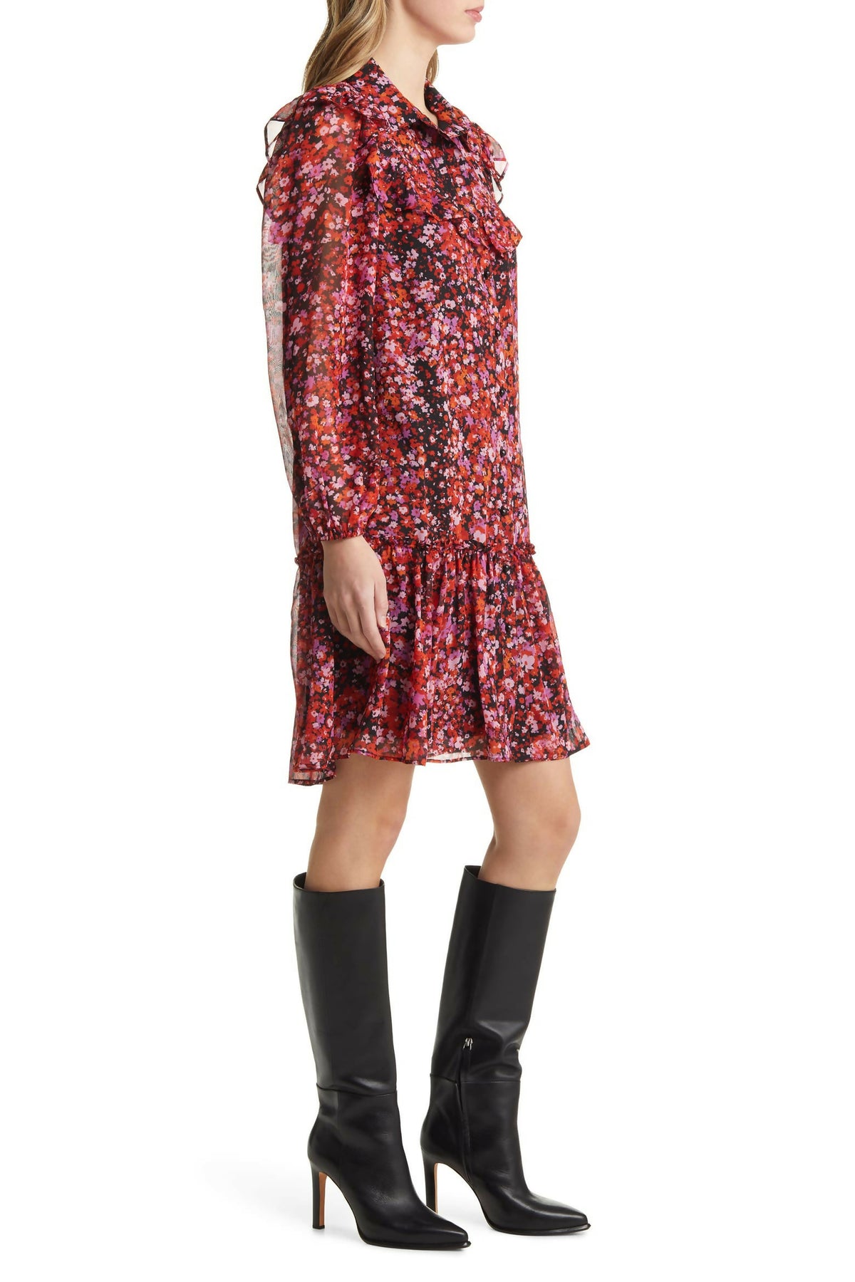 ADRIANNA PAPELL Floral Chiffon Dress