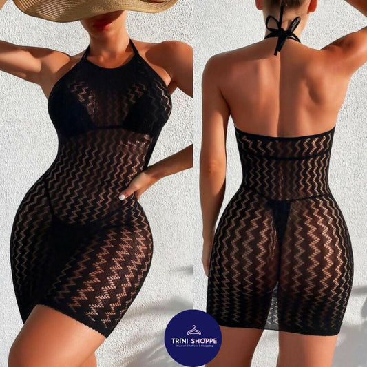 Black Coverup Halter Dress