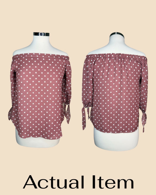 Active USA Blush Pink & White Polka Dot Blouse