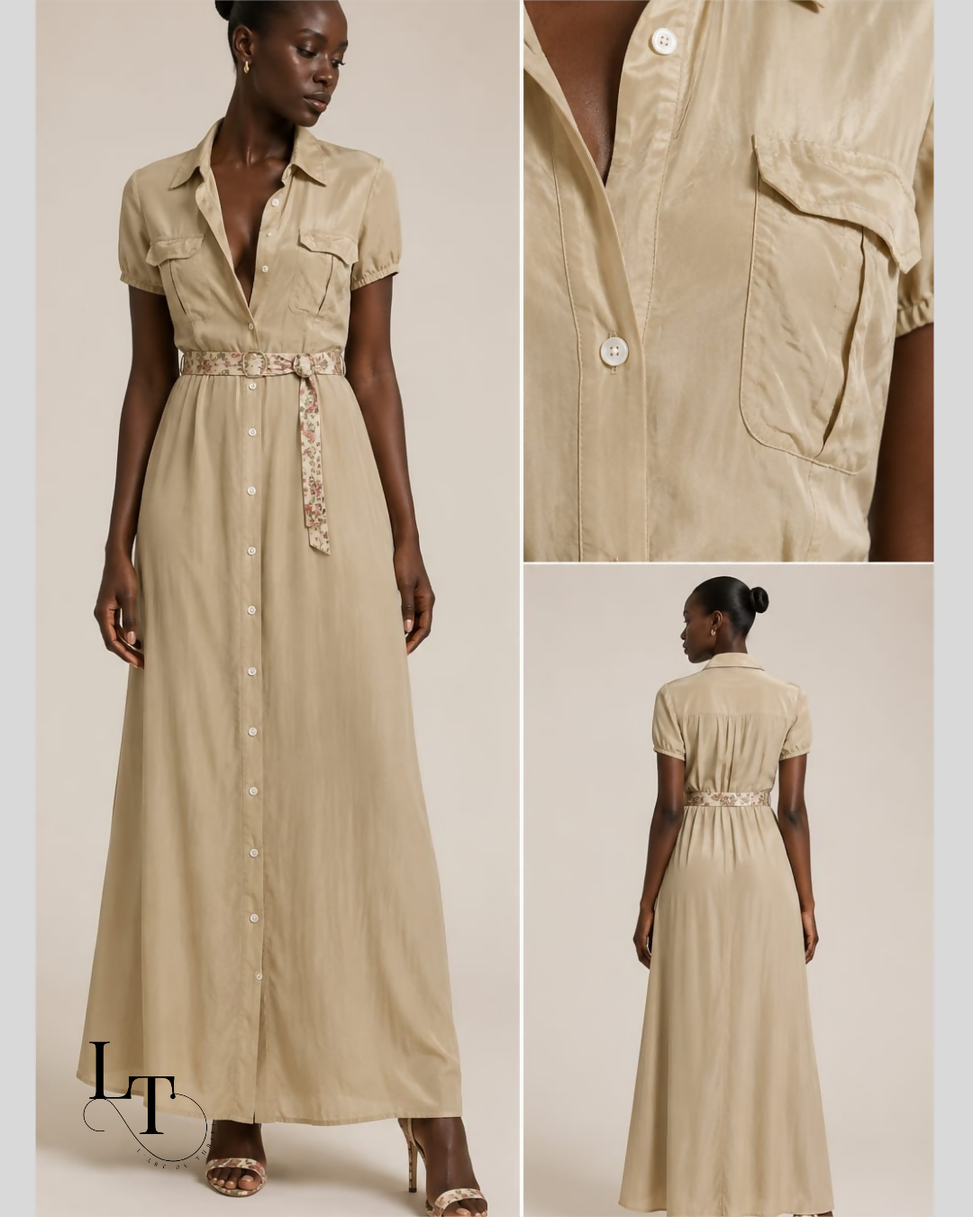 Buttoned-Down Flowing Collared Dress