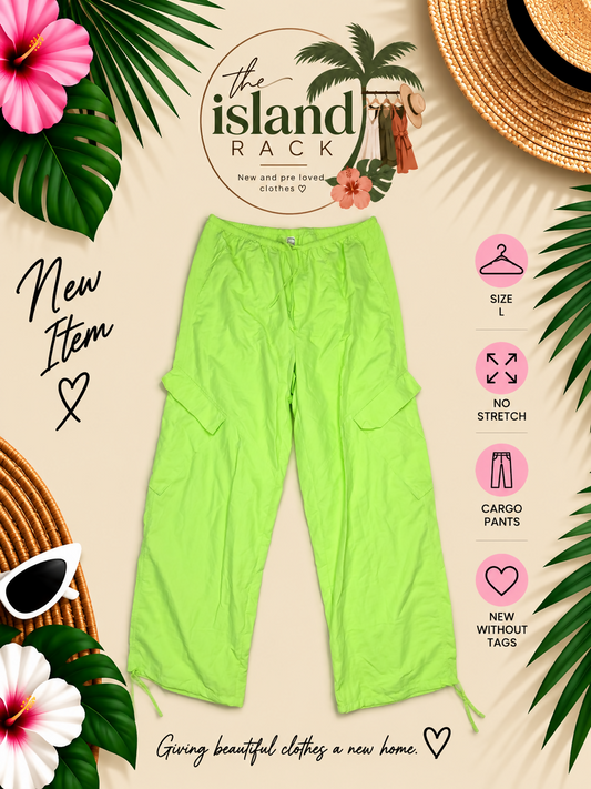 Neon Green Parachute Cargo Pants
