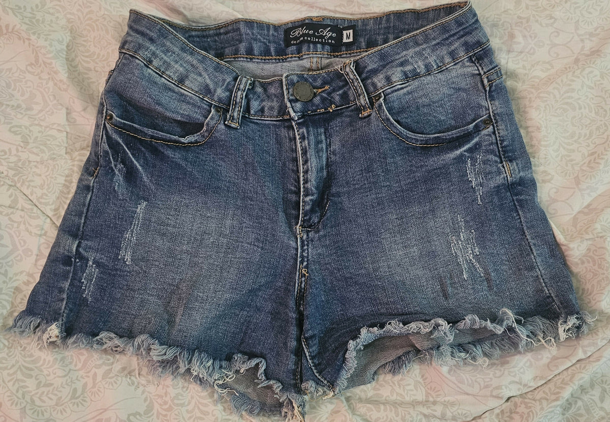 Ruffle Hem Denim Shorts