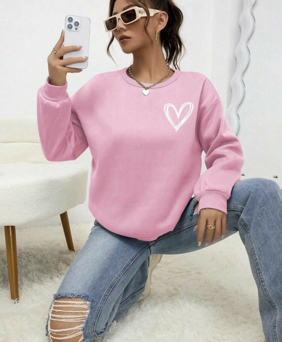 Heart Print Sweatshirt