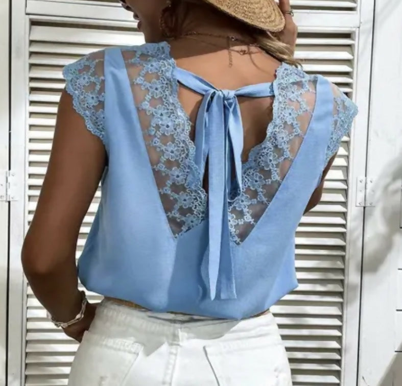 Shein blue lace top