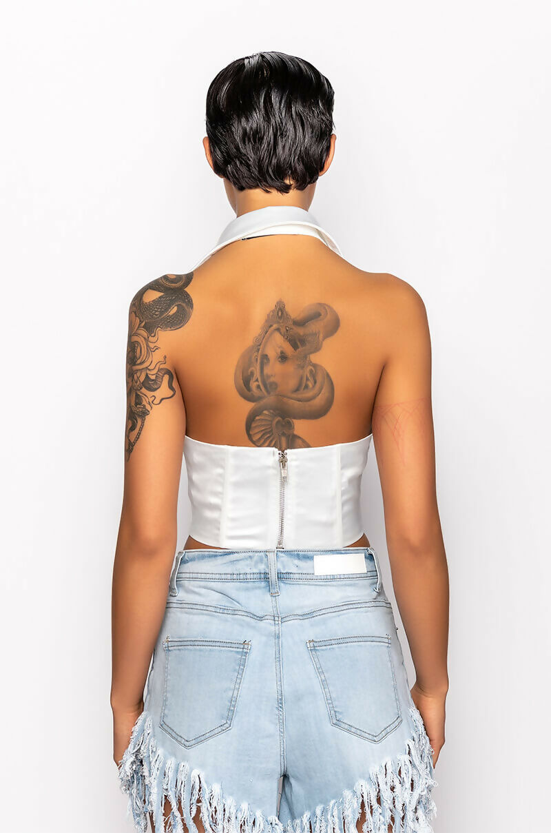 Akira Clarissa Satin Collared Blouse