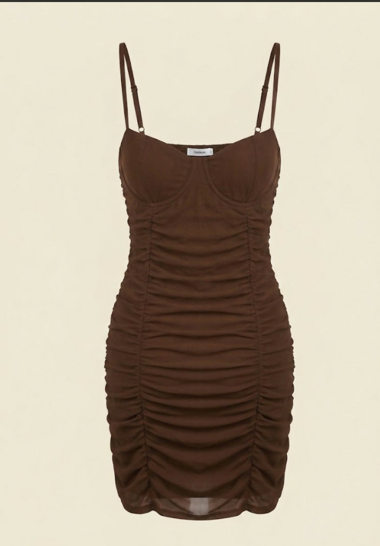Berskha Chocolate Brown Mini Dress