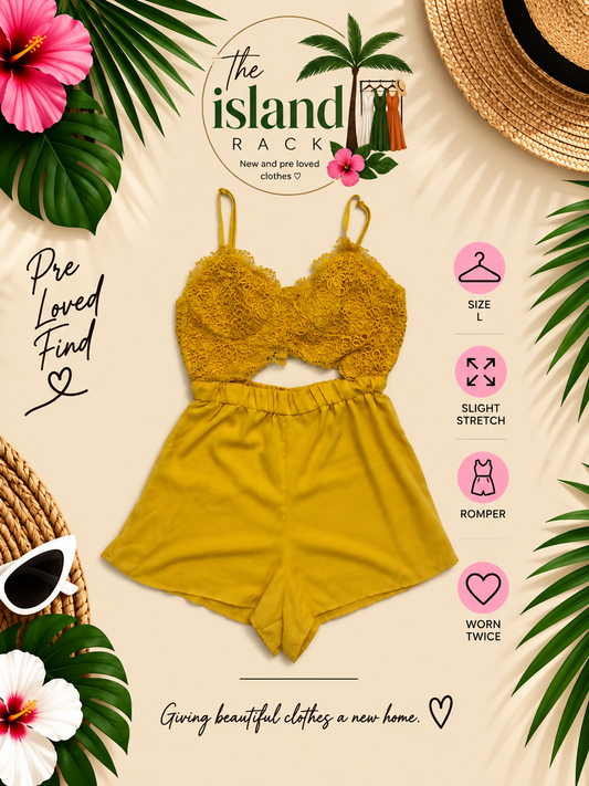 Yellow Lace Cutout Romper