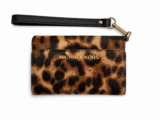 Faux Pony Hair Cheetah Print Wristlet
