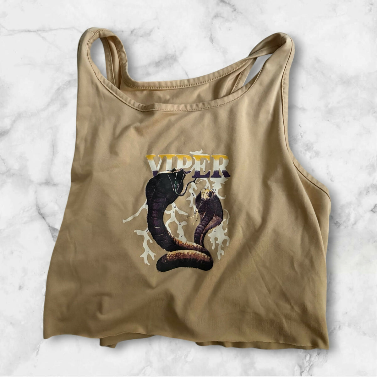 Viper Snake Graphic Crop Tank Top