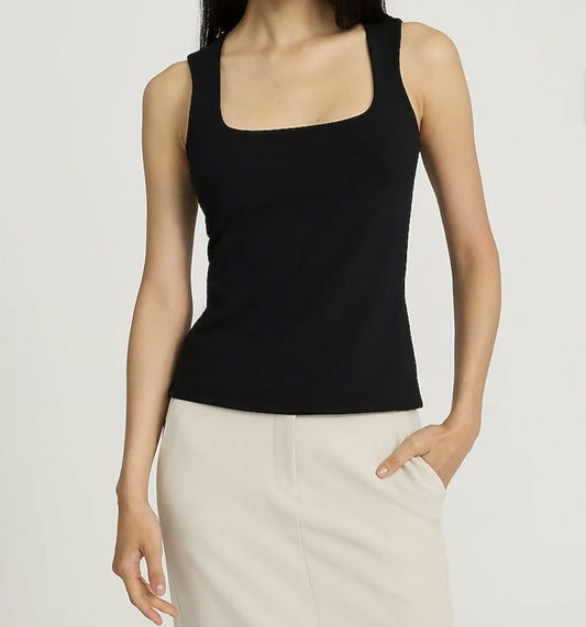 Body Contour Light Compression Square Neck Tank in Stretch Cotton