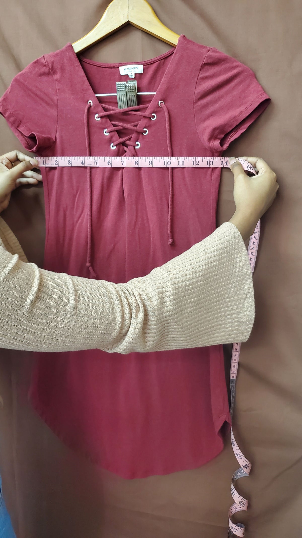 Heart & Hips Maroon Lace-up Casual Dress