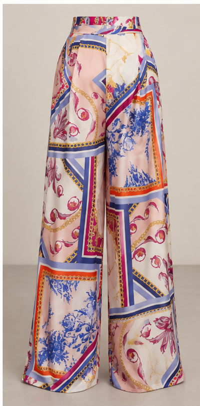 Multicolour Scarf Print Palazzo Pants