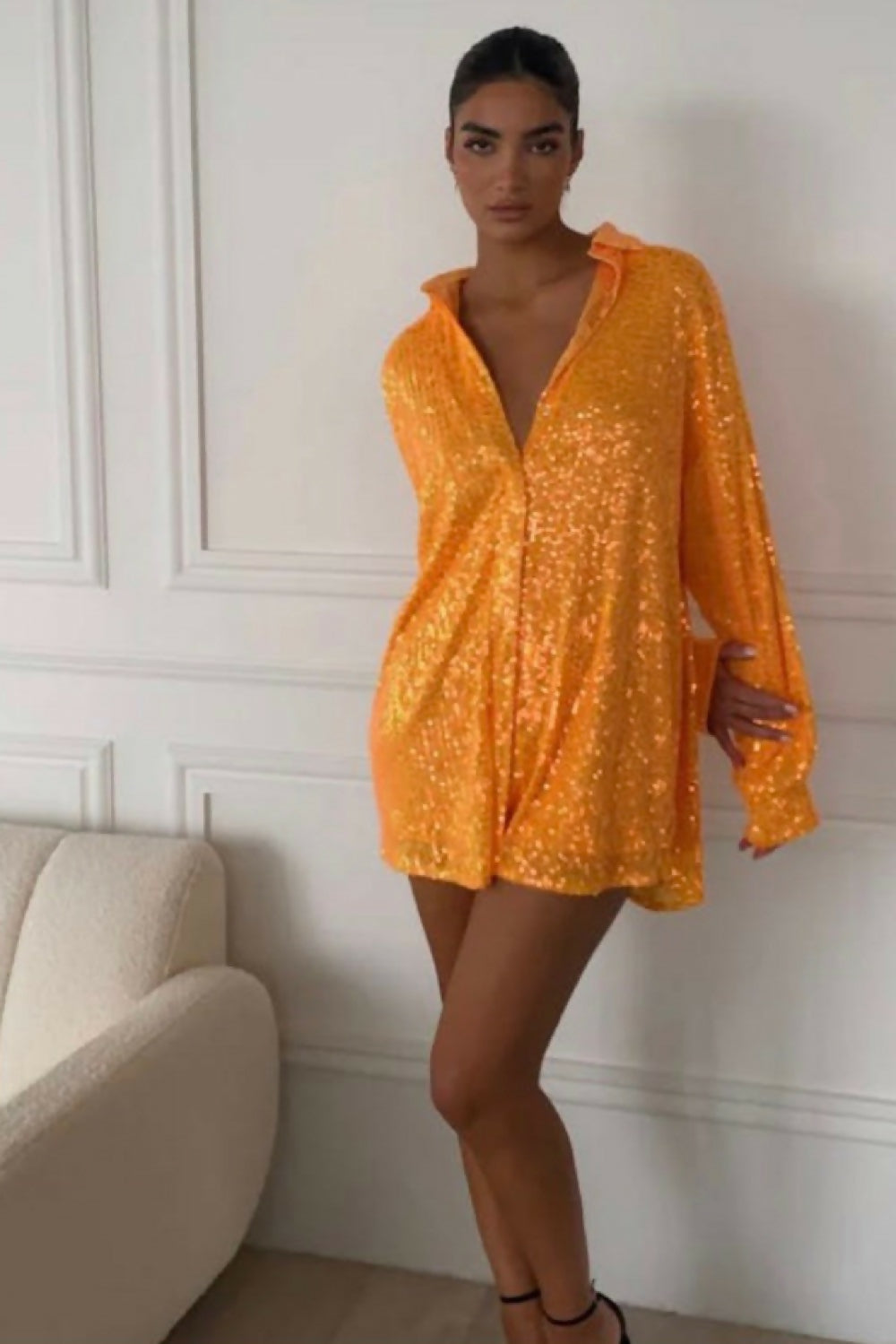 SLA Orange Sequin Dress