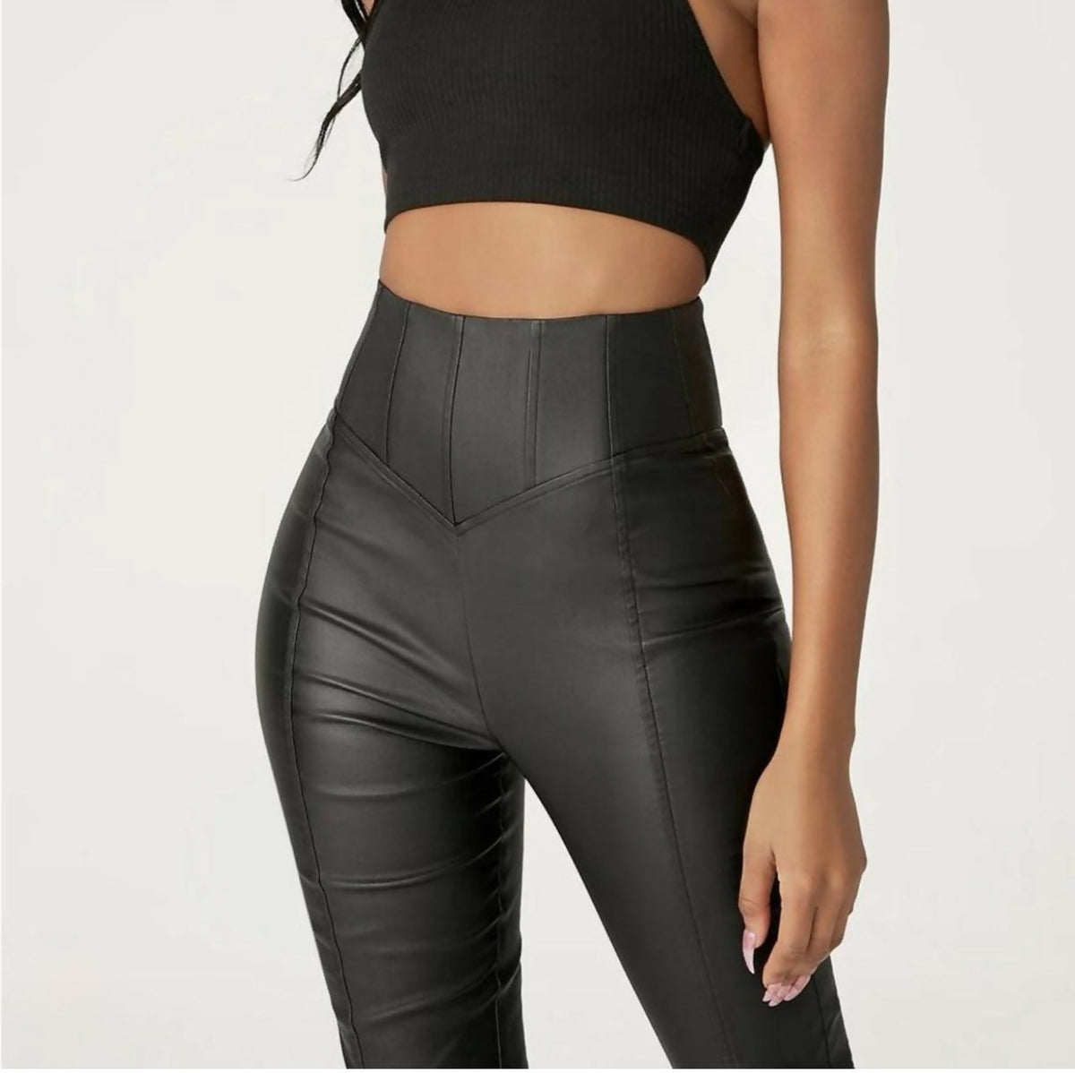Meshki Zima Leatherette Corsetted High Waisted Pants