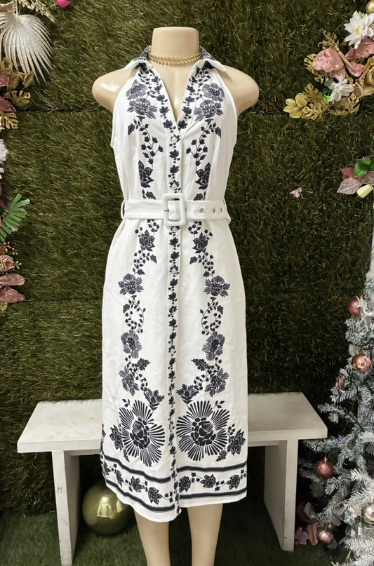 White with Floral Detail Dress