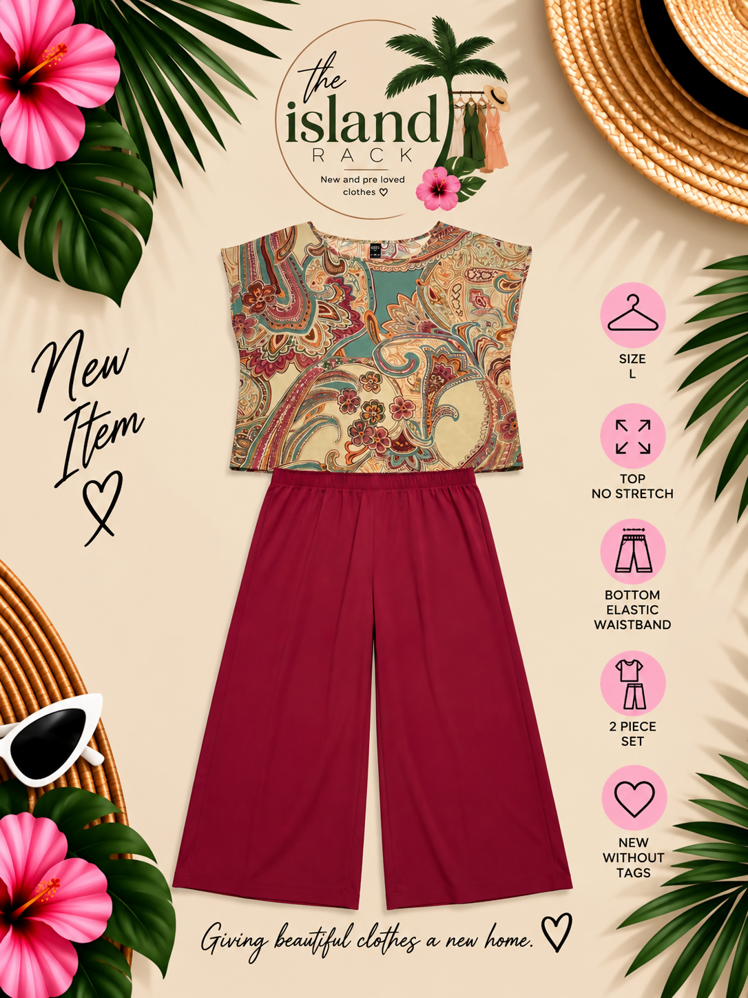 SHEIN Emery Rose Paisley Shirt & Trousers Two-Piece Set