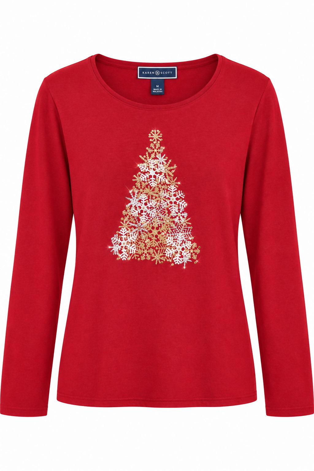 Red Christmas Tree Long-Sleeve Top