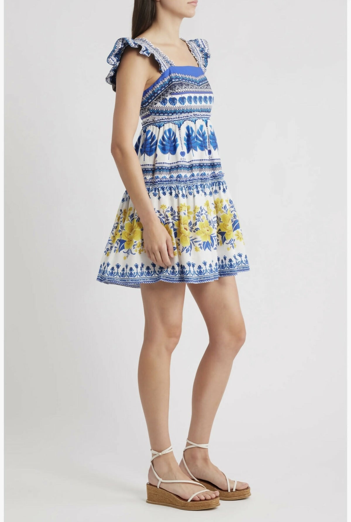 FARM RIO Rio Zuli Mixed Print Cotton mini-Sundress